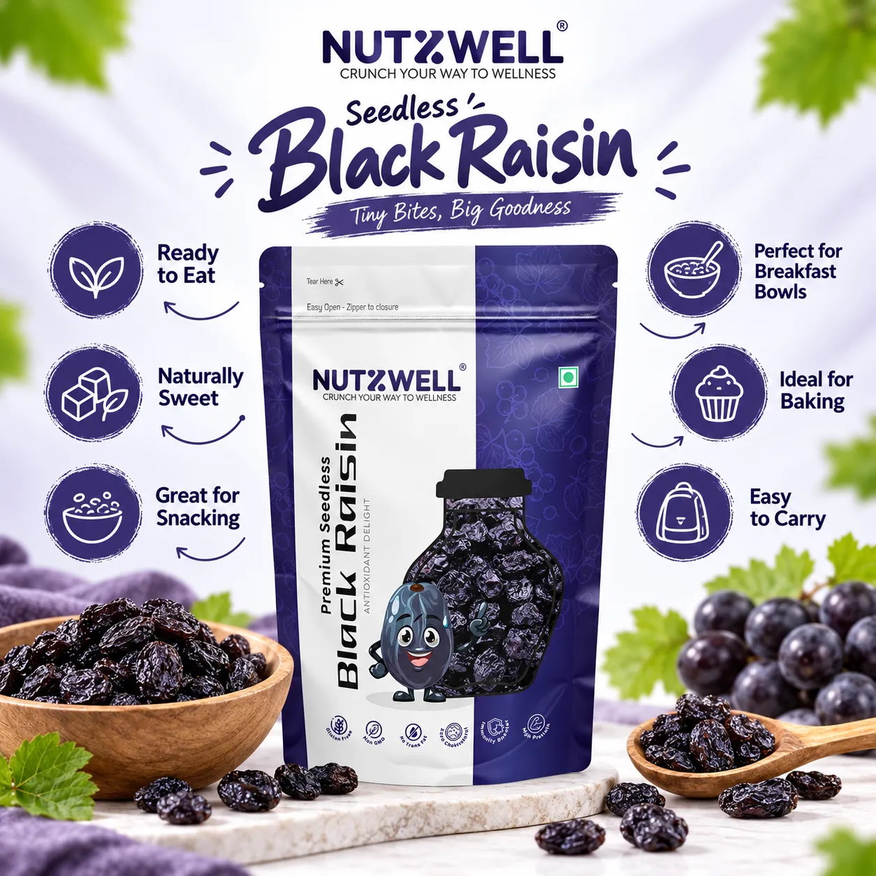Nutzwell Premium Black Raisins – health benefits