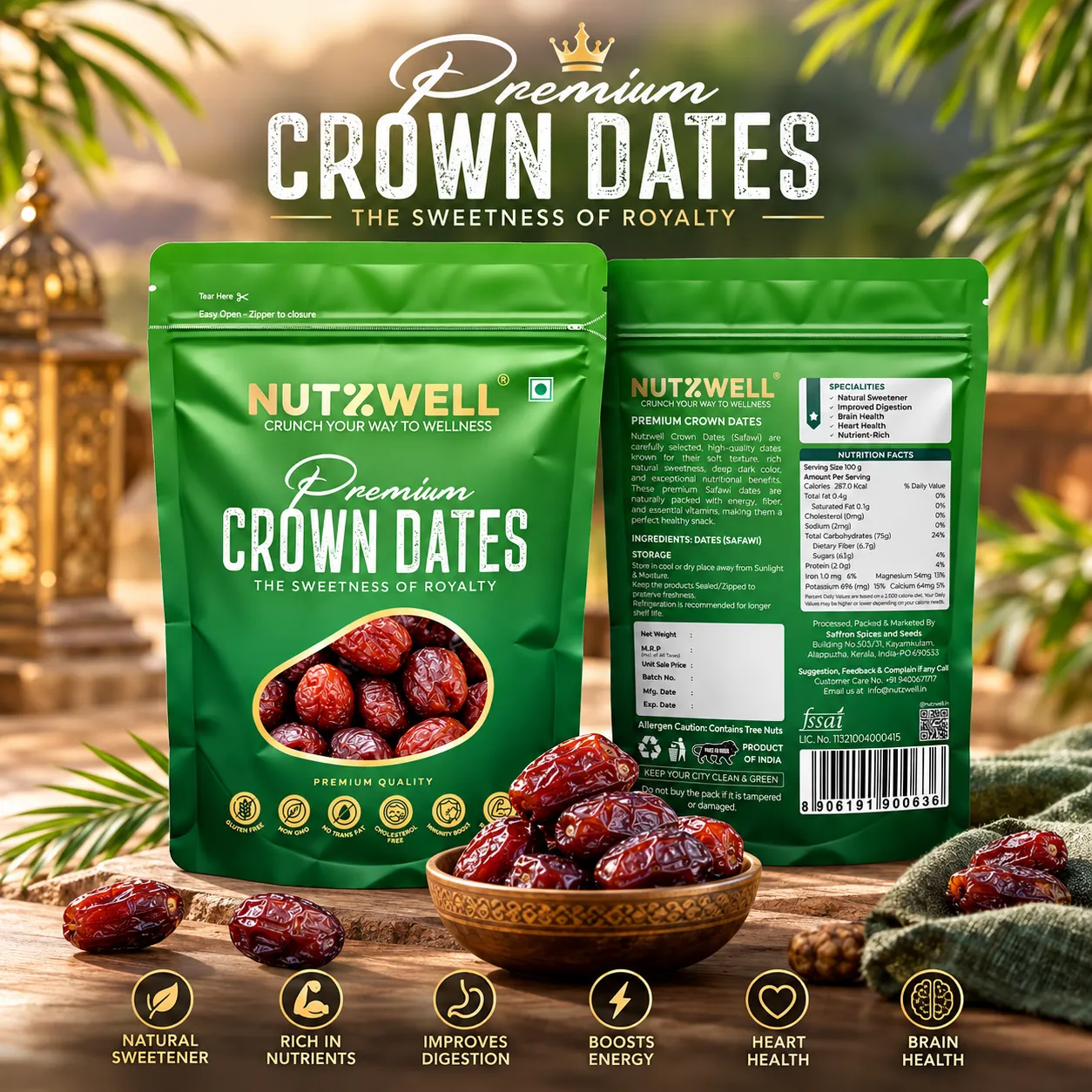 Nutzwell Premium Crown Dates – front and back of pack
