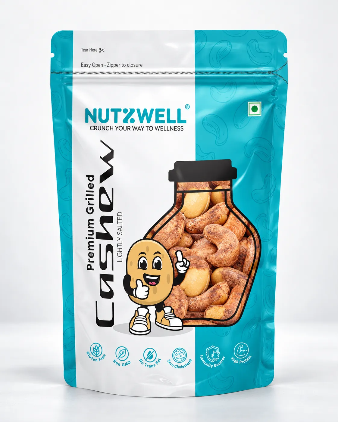 Nutzwell Premium Grilled Salted Cashews – front of pack